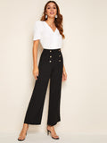 Solid Double Button Tailored Pants