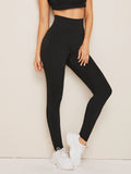 Criss-cross Back Solid Leggings