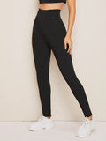 Criss-cross Back Solid Leggings