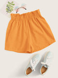 Frilled Elastic Waist Paperbag Shorts