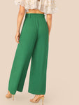 Fold Pleat Belted Palazzo Pants