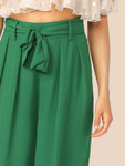 Fold Pleat Belted Palazzo Pants