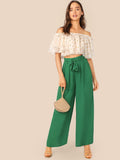 Fold Pleat Belted Palazzo Pants