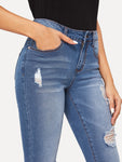 Zip Fly Ripped Jeans