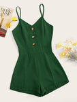 Button Front Solid Cami Playsuit