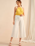 Button Wide Leg Pants