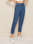 Stitch Detail Straight Leg Jeans