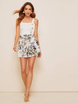 Paperbag Waist Floral Print Shorts