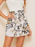 Paperbag Waist Floral Print Shorts