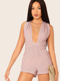 Striped Criss-cross Tie Back Romper