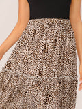 Frill Trim Leopard Swing Skirt