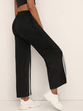 Contrast Side Tape Split Hem Pants