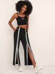 Contrast Side Tape Split Hem Pants