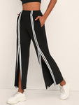 Contrast Side Tape Split Hem Pants