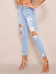 Distressed Faded Skinny Jeans