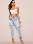 Distressed Faded Skinny Jeans