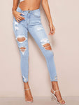 Distressed Faded Skinny Jeans