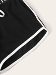 Knot Letter Tape Waist Dolphin Shorts