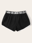 Knot Letter Tape Waist Dolphin Shorts