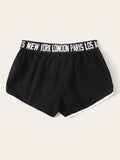 Knot Letter Tape Waist Dolphin Shorts