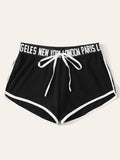 Knot Letter Tape Waist Dolphin Shorts