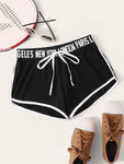 Knot Letter Tape Waist Dolphin Shorts