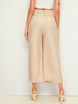 High Rise Wide Leg Solid Pants