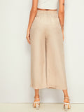 High Rise Wide Leg Solid Pants