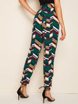 Paperbag Waist Geo Print Pants