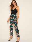 Paperbag Waist Geo Print Pants