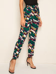 Paperbag Waist Geo Print Pants