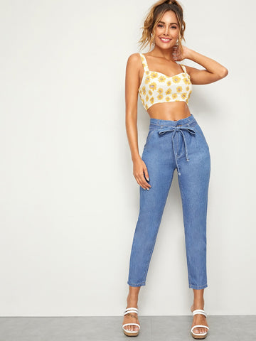 Tie Waist Crop Jeans