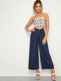 Solid Wide Leg Jeans