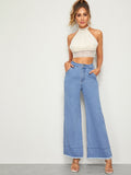 Raw Hem Flare Leg Jeans