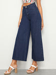 Solid Wide Leg Jeans