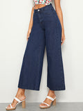 Solid Wide Leg Jeans