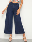 Solid Wide Leg Jeans