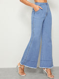 Raw Hem Flare Leg Jeans