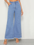 Raw Hem Flare Leg Jeans