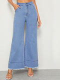 Raw Hem Flare Leg Jeans