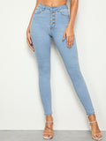 Button Fly Skinny Jeans