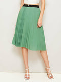 Elastic Waist Pleated Skirt