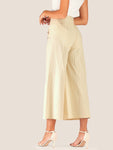 Double Button Wide Leg Crop Trousers