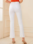 Solid Button Front Flare Leg Jeans