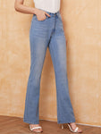 Light Wash Pocket Detail Flare Jeans