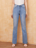 Light Wash Pocket Detail Flare Jeans