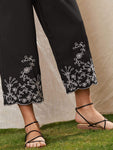 Tassel Tie Embroidered Wide Leg Pants