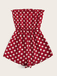 Polka Dot Tie Waist Tube Romper