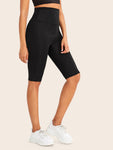 Wide Band Waist Solid Cycling Shorts