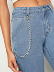 Chain Detail Crop Carrot Jeans